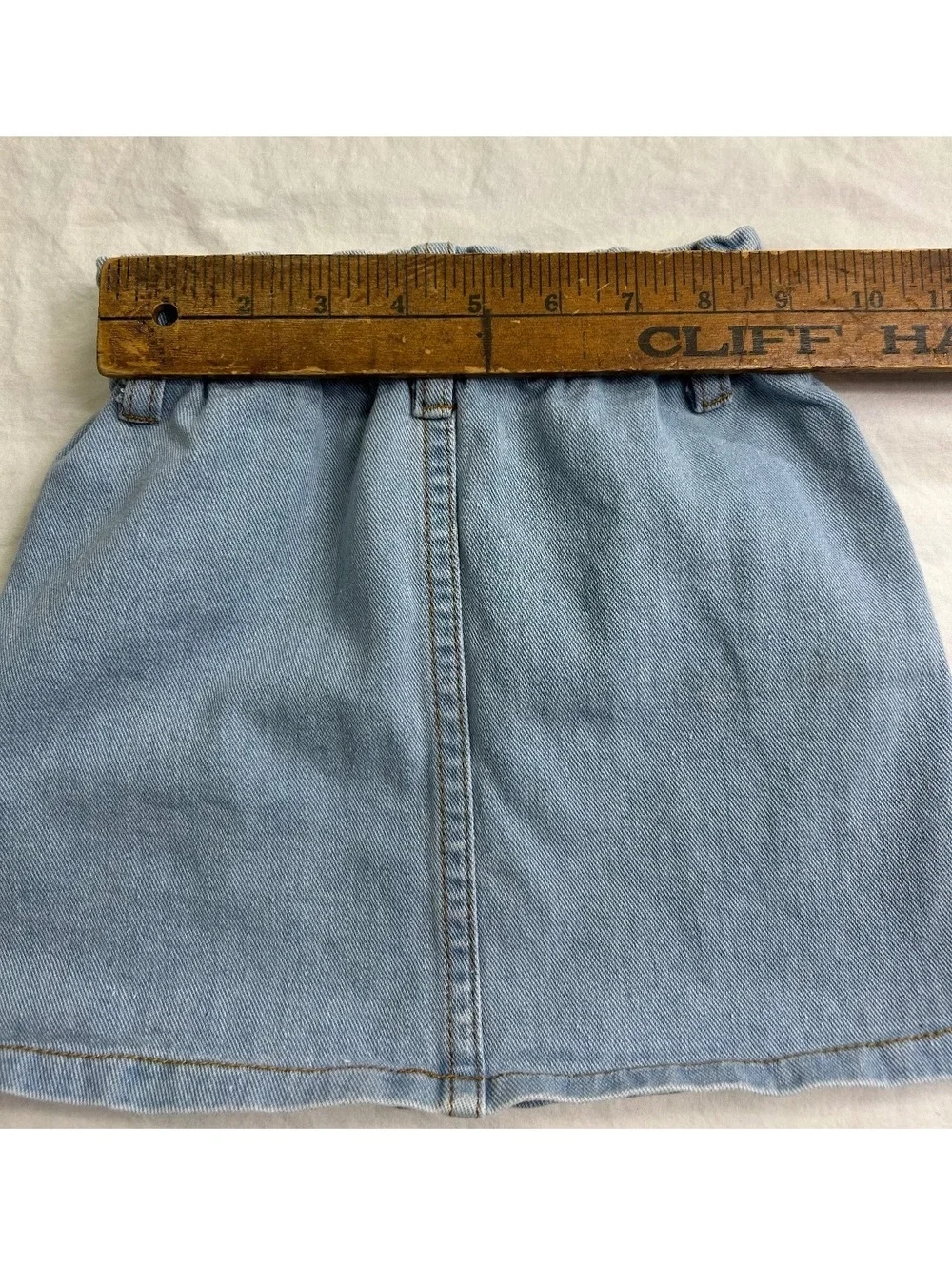SHEIN Girls 5Y Daisy Print Denim Skirt Blue Elastic Waist Cotton Blend